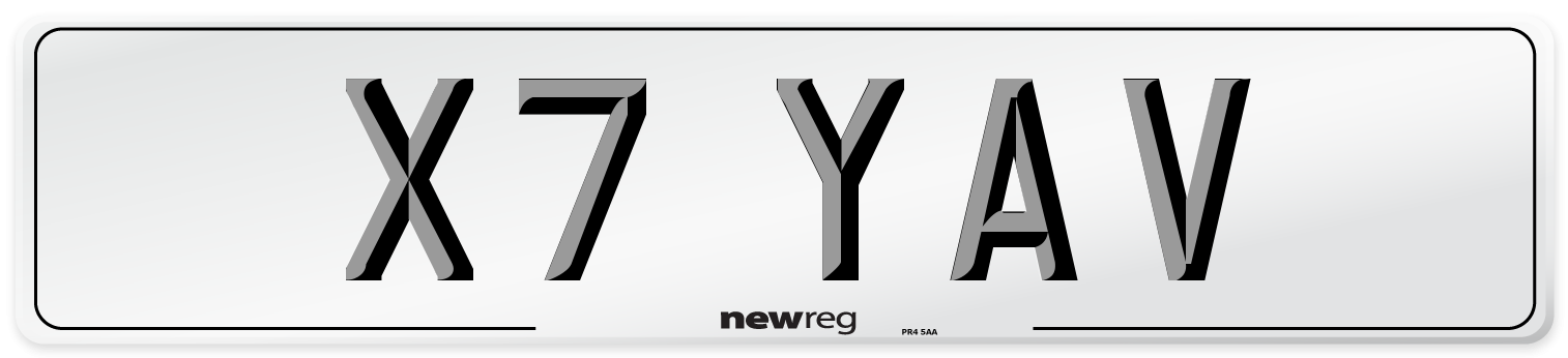 X7 YAV Number Plate from New Reg